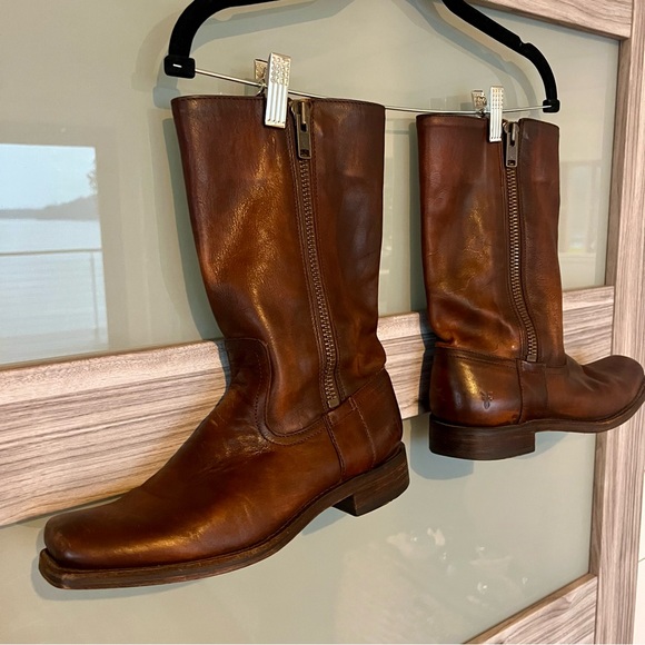 Frye Brown Leather Heath Boots - Picture 2 of 15